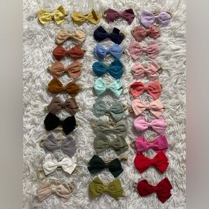 Baby Newborn Girl Small 3.5” Bow Nylon Headbands Lot Of 31 Multicolor Infant Nb